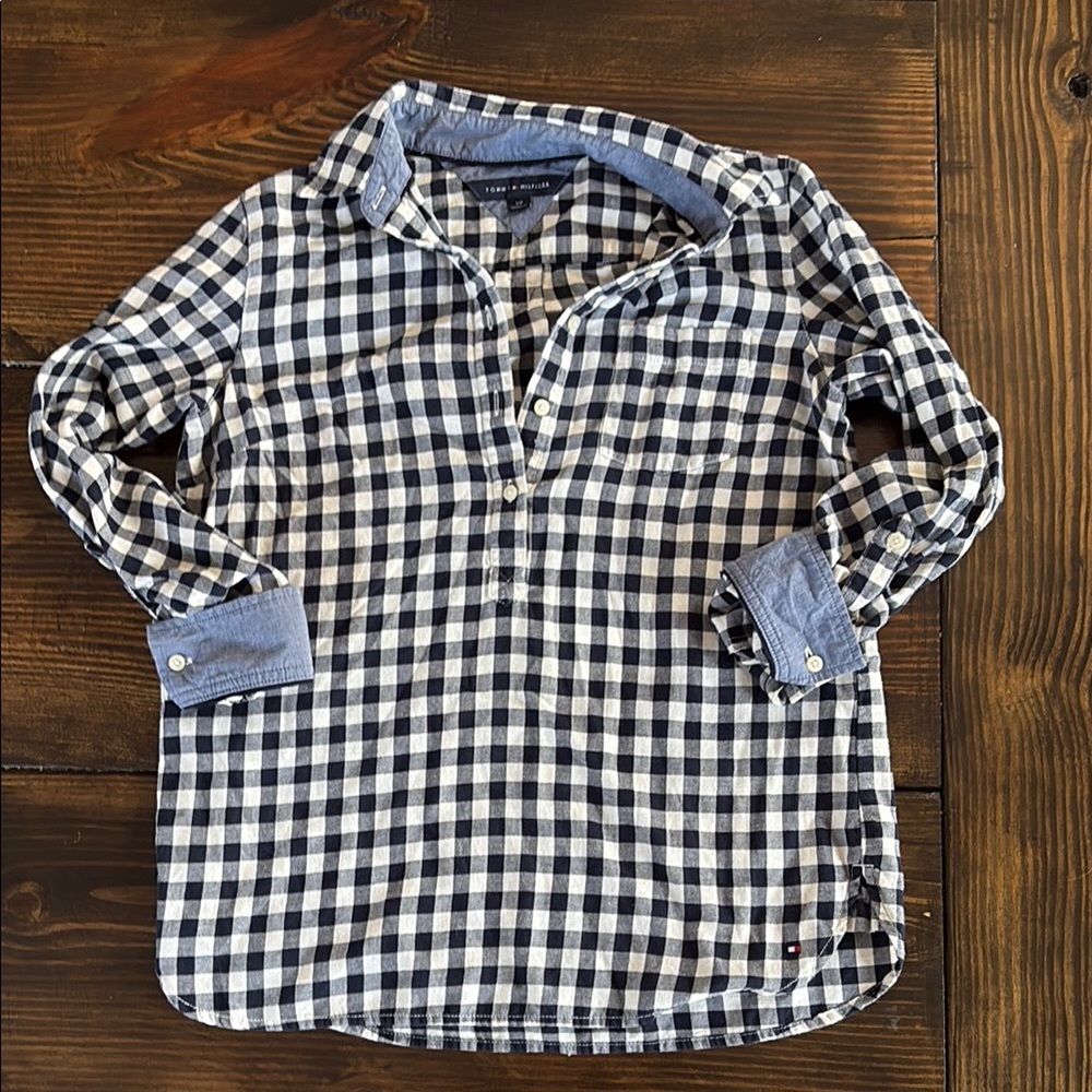 Tommy Hilfiger Women’s small Blue and Black Button Down Shirt